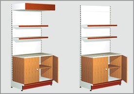 Shelving with cupboard