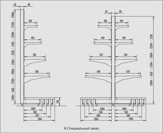 DIMENSIONS FOR SM-SERIES SHELVING SYSTEMS