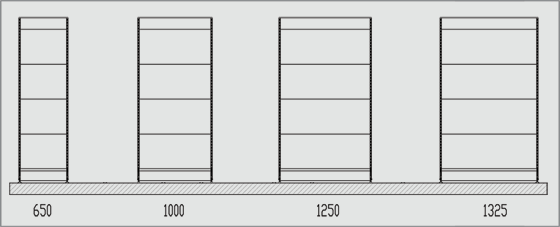 LENGTH OF THE BAY FOR SM-SERIES SHELVING SYSTEMS